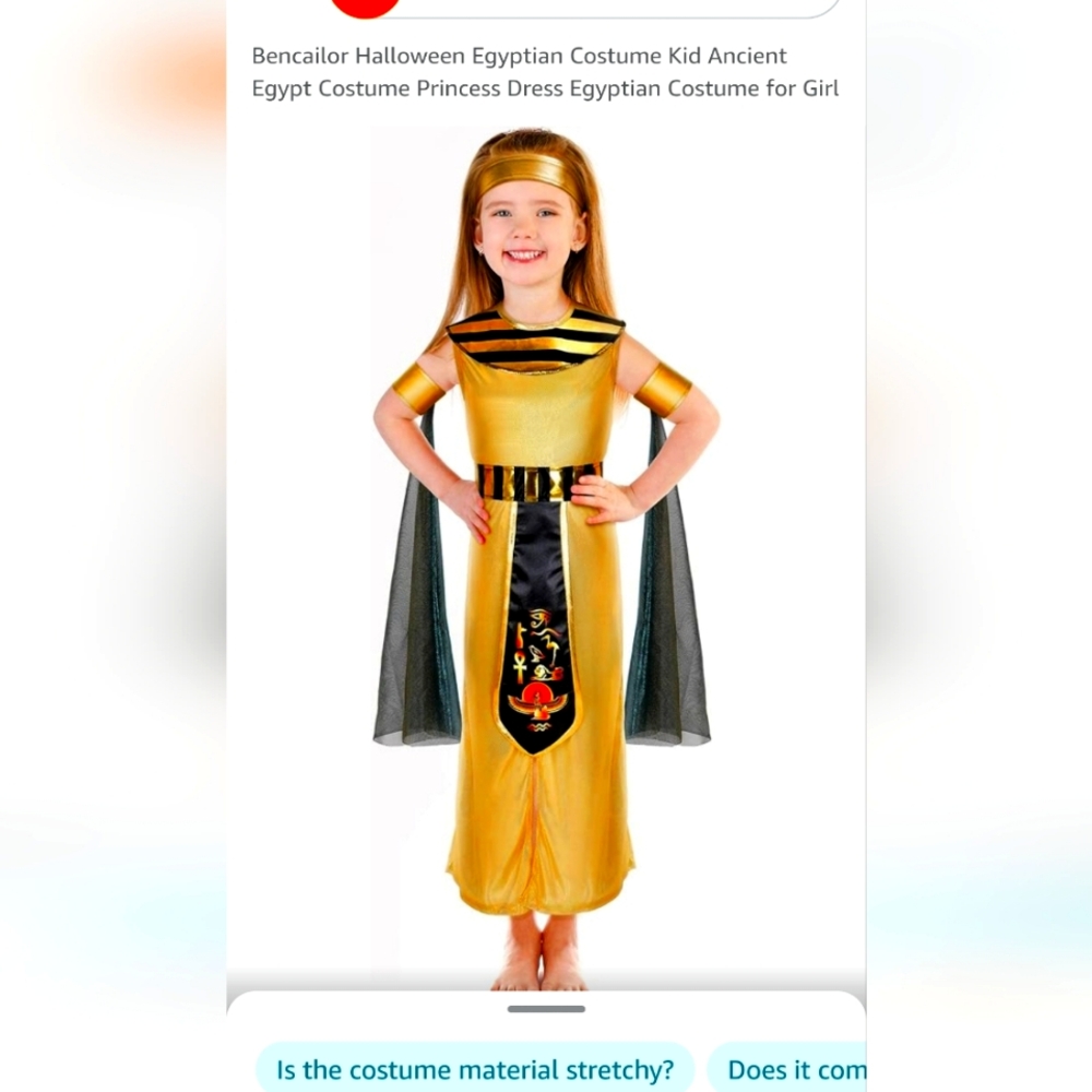 Bencailor Halloween Egyptian Costume Kid Ancient Egypt Costume Princess Dress